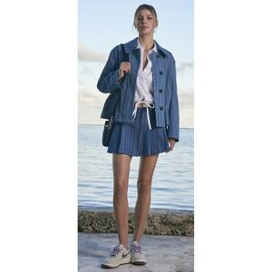 WE-AR4 Skirt M Denim Multi The 98 Mini Pleated Made In Italy NEW‎